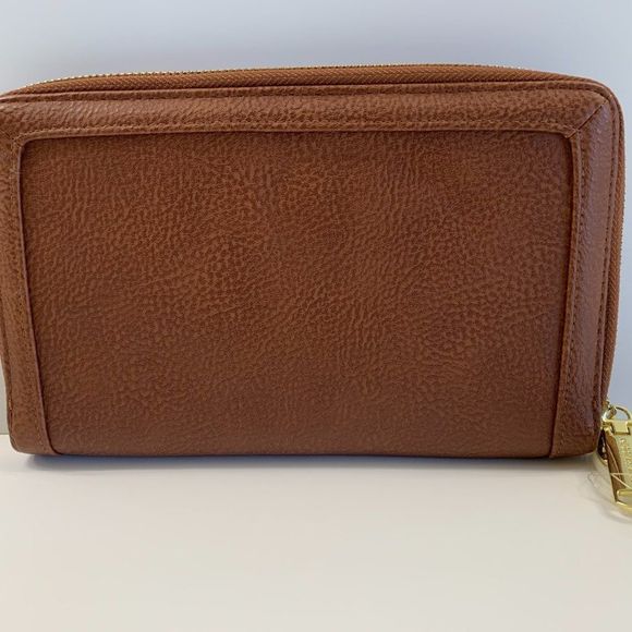 Steve Madden Cognac Zip Around Wristlet / Wallet / Clutch - Picture 2 of 7